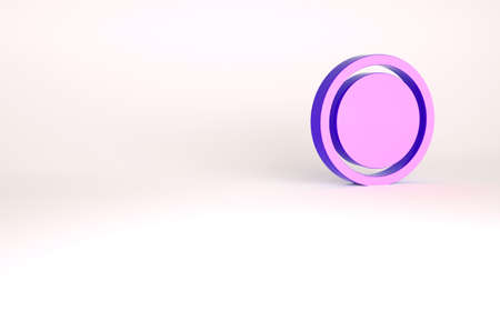 Purple Plate icon isolated on white background. Cutlery symbol. Restaurant sign. Minimalism concept. 3d illustration 3D renderの写真素材