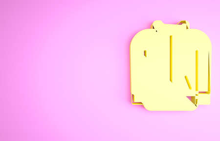 Yellow Baseball t-shirt icon isolated on pink background. Baseball jersey, sport uniform, raglan t-shirt sport. Minimalism concept. 3d illustration 3D renderの写真素材