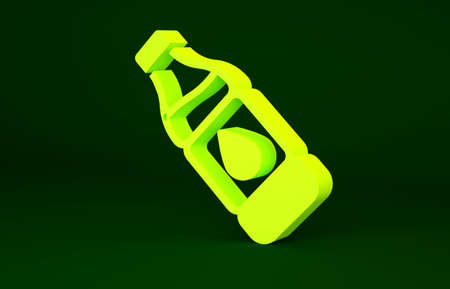 Yellow Bottle of water icon isolated on green background. Soda aqua drink sign. Minimalism concept. 3d illustration 3D renderの写真素材