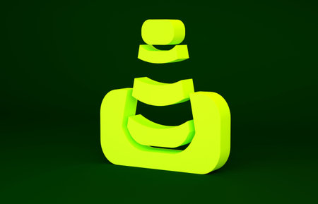 Yellow Traffic cone icon isolated on green background. Minimalism concept. 3d illustration 3D render
