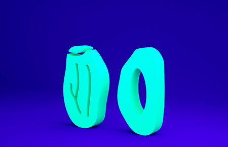 Green Date fruit icon isolated on blue background. Minimalism concept. 3d illustration 3D render
