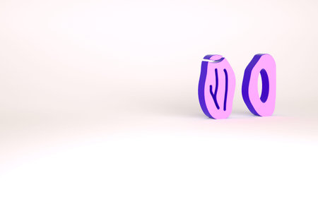 Purple Date fruit icon isolated on white background. Minimalism concept. 3d illustration 3D render