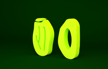 Yellow Date fruit icon isolated on green background. Minimalism concept. 3d illustration 3D render