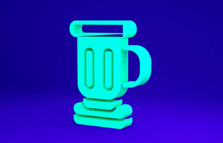 Green Medieval goblet icon isolated on blue background. Minimalism concept. 3d illustration 3D renderの写真素材