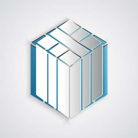 Paper cut Bale of hay icon isolated on grey background. Paper art style. Vectorのイラスト素材