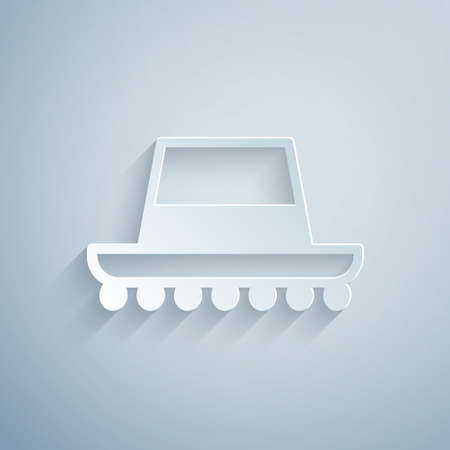 Paper cut Traditional spanish hat icon isolated on grey background. Paper art style. Vectorのイラスト素材