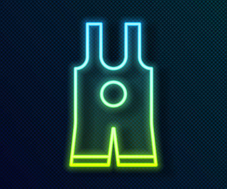 Glowing neon line Wrestling singlet icon isolated on black background. Wrestling tricot. Vectorのイラスト素材