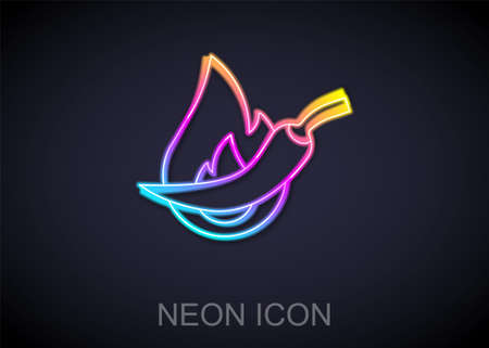 Glowing neon line Hot chili pepper pod icon isolated on black background. Design for grocery, culinary products, seasoning and spice package, cooking book. Vectorのイラスト素材