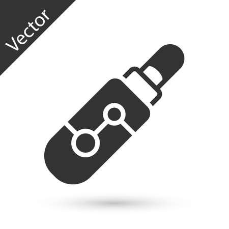 Grey Electronic cigarette icon isolated on white background. Vape smoking tool. Vaporizer Device. Vectorのイラスト素材