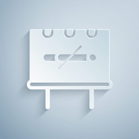 Paper cut No smoking icon isolated on grey background. Cigarette smoking prohibited sign. Paper art style. Vectorのイラスト素材