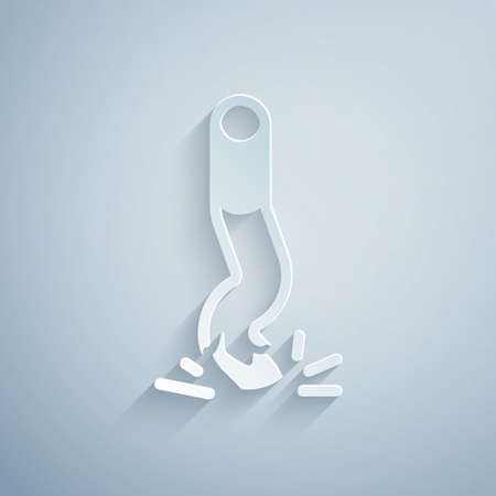 Paper cut Cigarette butt icon isolated on grey background. Stubbed out cigarette. Paper art style. Vectorのイラスト素材