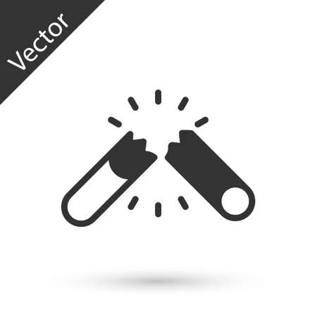 Grey Broken cigarette icon isolated on white background. Tobacco sign. Smoking symbol. Vectorのイラスト素材