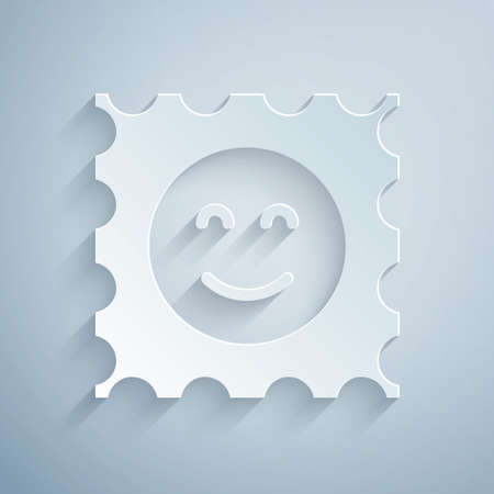 Paper cut LSD acid mark icon isolated on grey background. Acid narcotic. Postmark. Postage stamp. Health danger. Paper art style. Vectorのイラスト素材