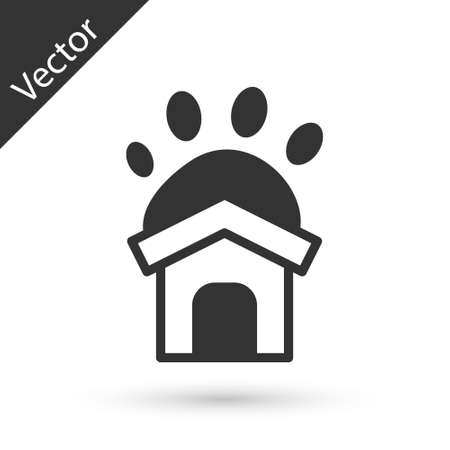 Grey Animal shelter house icon isolated on white background. Vectorのイラスト素材