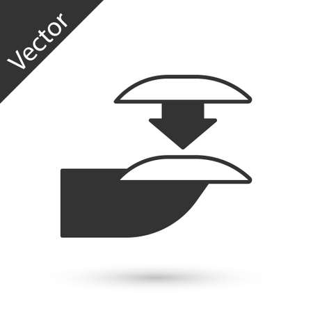 Grey Set of false nails for manicure icon isolated on white background. Varnish color palette for nail extension. Artificial nails. Vectorのイラスト素材