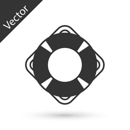 Grey Lifebuoy icon isolated on white background. Lifebelt symbol. Vectorのイラスト素材