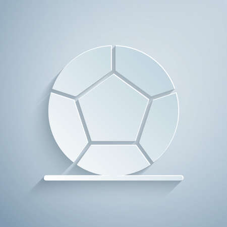 Paper cut Soccer football ball icon isolated on grey background. Sport equipment. Paper art style. Vectorのイラスト素材