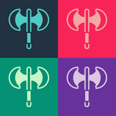 Pop art Medieval poleaxe icon isolated on color background. Vectorのイラスト素材