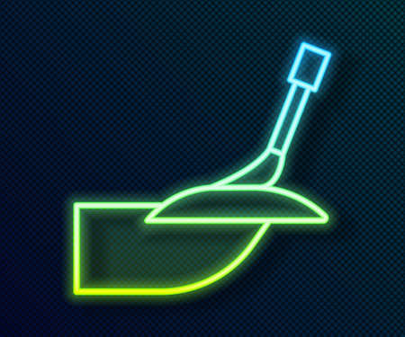 Glowing neon line Manicure icon isolated on black background. Vectorのイラスト素材