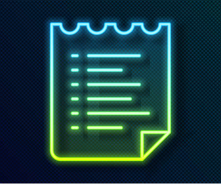 Glowing neon line Sport training program or fitness plan icon isolated on black background. Vectorのイラスト素材
