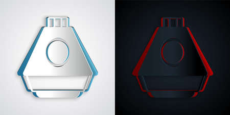 Paper cut Space capsule icon isolated on grey and black background. Paper art style. Vectorのイラスト素材
