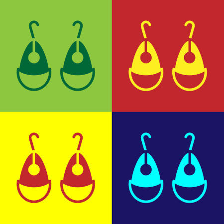 Pop art Earrings icon isolated on color background. Jewelry accessories. Vectorのイラスト素材