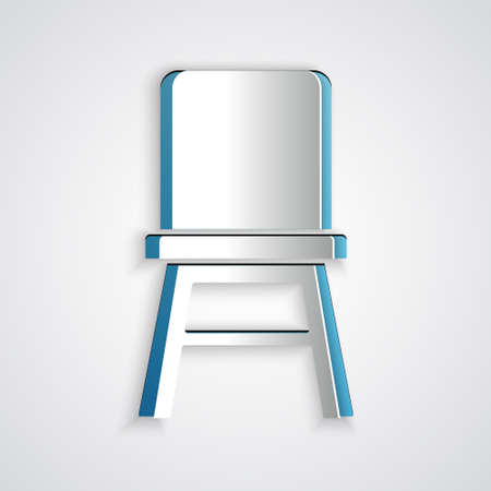 Paper cut Chair icon isolated on grey background. Paper art style. Vectorのイラスト素材