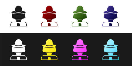 Set Beekeeper with protect hat icon isolated on black and white background. Special protective uniform. Vectorのイラスト素材