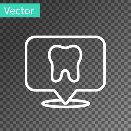 White line Dental clinic location icon isolated on transparent background. Vectorのイラスト素材