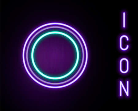 Glowing neon line Plate icon isolated on black background. Cutlery symbol. Restaurant sign. Colorful outline concept. Vectorのイラスト素材