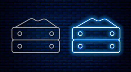 Glowing neon line Bag of flour icon isolated on brick wall background. Vectorのイラスト素材