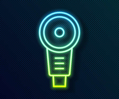 Glowing neon line Angle grinder icon isolated on black background. Vectorのイラスト素材