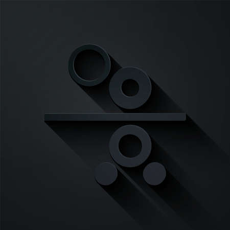 Paper cut Paper roll of a printing press icon isolated on black background. Paper art style. Vectorのイラスト素材