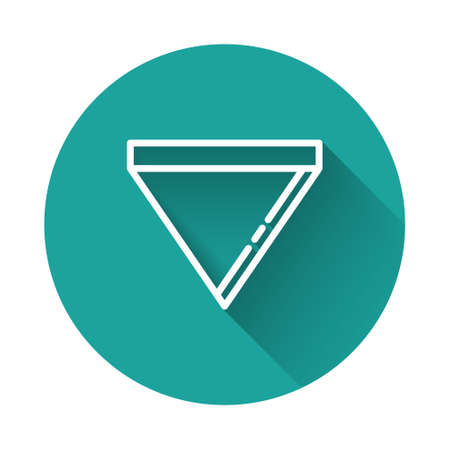 White line Coffee paper filter icon isolated with long shadow. Green circle button. Vectorのイラスト素材