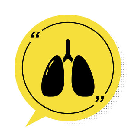 Black Lungs icon isolated on white background. Yellow speech bubble symbol. Vector.のイラスト素材