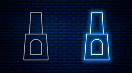 Glowing neon line Bottle of nail polish icon isolated on brick wall background. Vectorのイラスト素材