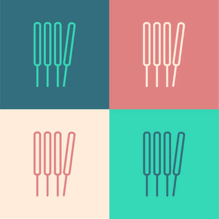 Pop art line Aroma sticks, incense, aromas icon isolated on color background. Vectorのイラスト素材