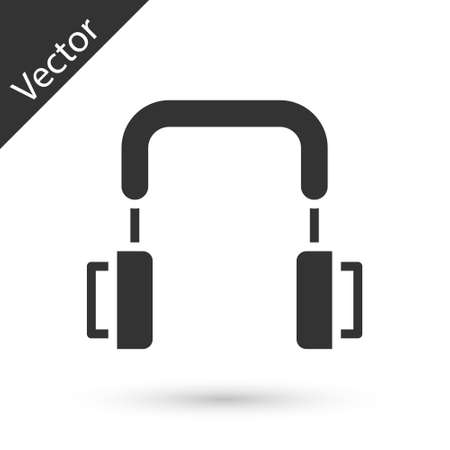 Grey Headphones icon isolated on white background. Earphones. Concept for listening to music, service, communication and operator. Vectorのイラスト素材