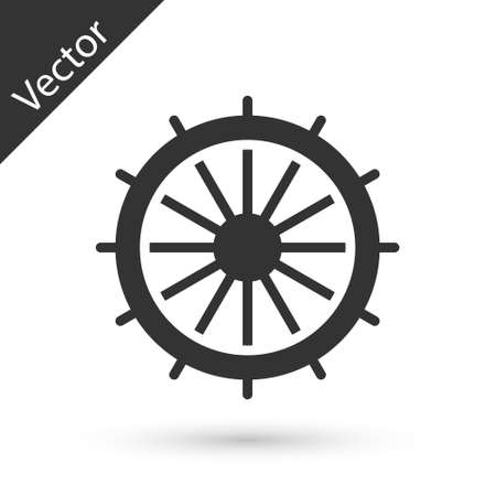 Grey Ship steering wheel icon isolated on white background. Vectorのイラスト素材