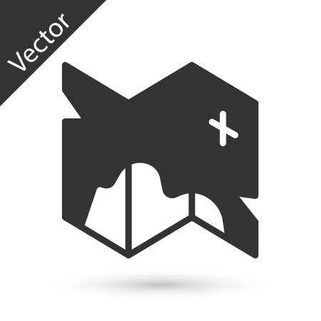 Grey Pirate treasure map icon isolated on white background. Vectorのイラスト素材