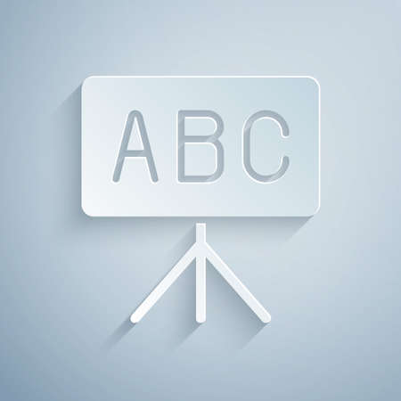 Paper cut Chalkboard icon isolated on grey background. School Blackboard sign. Paper art style. Vectorのイラスト素材