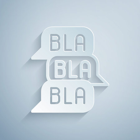 Paper cut Speech bubble chat icon isolated on grey background. Message icon. Communication or comment chat symbol. Paper art style. Vectorのイラスト素材
