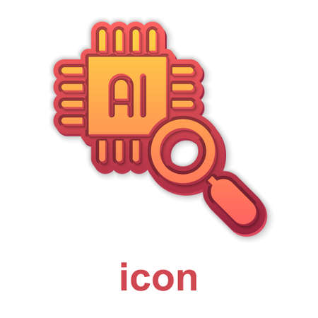 Gold Computer processor with microcircuits CPU icon isolated on white background. Chip or cpu with circuit board. Micro processor. Vectorのイラスト素材