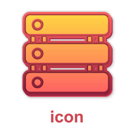 Gold Server, Data, Web Hosting icon isolated on white background. Vectorのイラスト素材