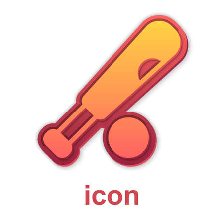 Gold Baseball bat with ball icon isolated on white background. Vectorのイラスト素材