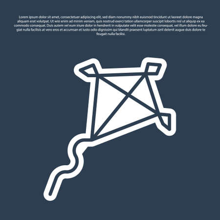 Blue line Kite icon isolated on blue background. Vectorのイラスト素材