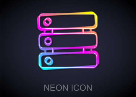 Glowing neon line Server, Data, Web Hosting icon isolated on black background. Vectorのイラスト素材
