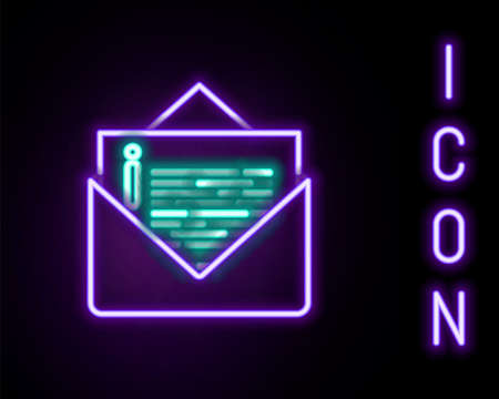 Glowing neon line Envelope icon isolated on black background. Email message letter symbol. Colorful outline concept. Vectorのイラスト素材
