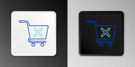 Line Remove shopping cart icon isolated on grey background. Online buying concept. Delivery service sign. Supermarket basket and X mark. Colorful outline concept. Vectorのイラスト素材