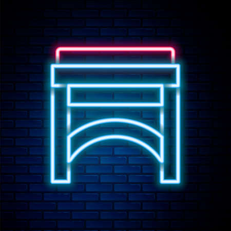 Glowing neon line Chair icon isolated on brick wall background. Colorful outline concept. Vectorのイラスト素材